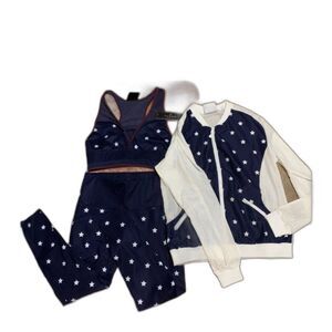 Alexo Athletica Freedom Bomber Jacket Set Stars Navy White Large Discontinued